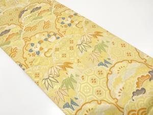 アンティーク　雪輪に笠松・笹・橘模様織り出し丸帯（着用可）